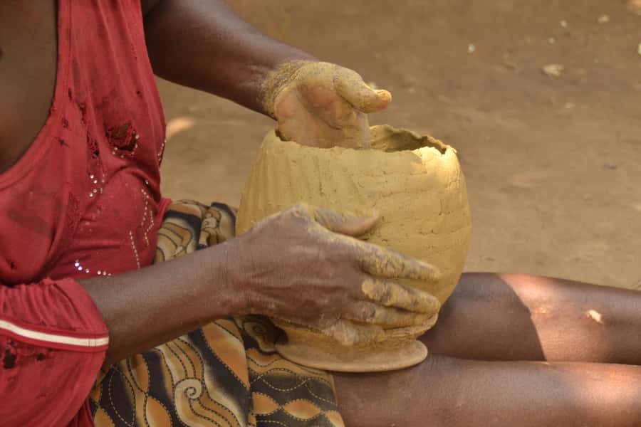 Kigali: Traditional Kubumba Pottery Making with Local Women - Learning with Mariam and Gloria